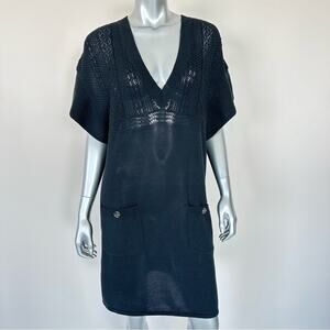 CHANEL women black sweater dress size 44FR or XXL Authentic Retail 2800$